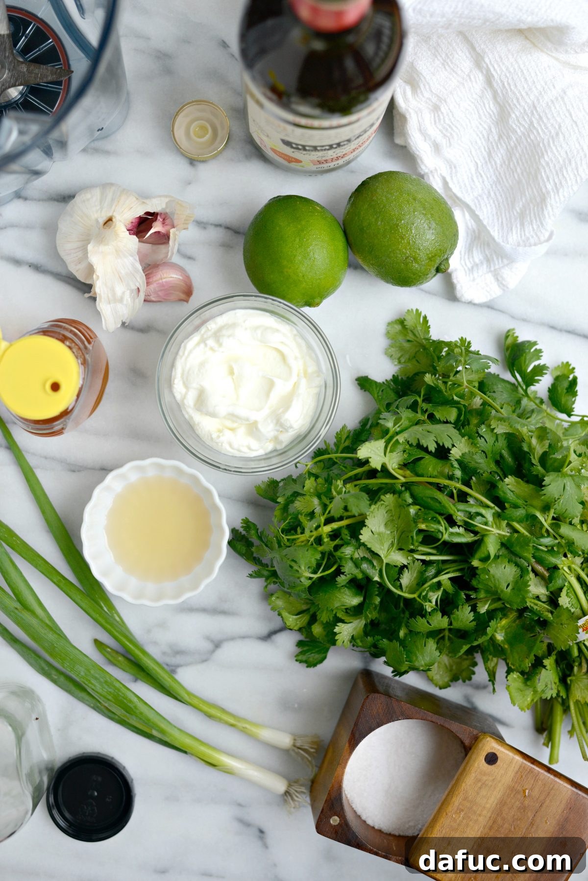 Creamy Cilantro Lime Dressing ingredients on a counter