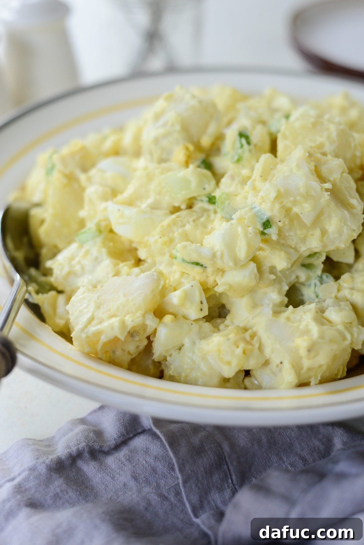 Aunt Penny's Classic Potato Salad Recipe, close-up of the creamy texture and fresh ingredients.