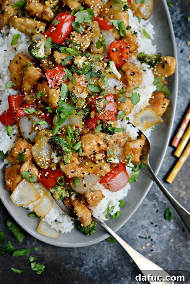 Spicy Ginger Sesame Chicken Stir-Fry, a quick and healthy Asian-inspired meal