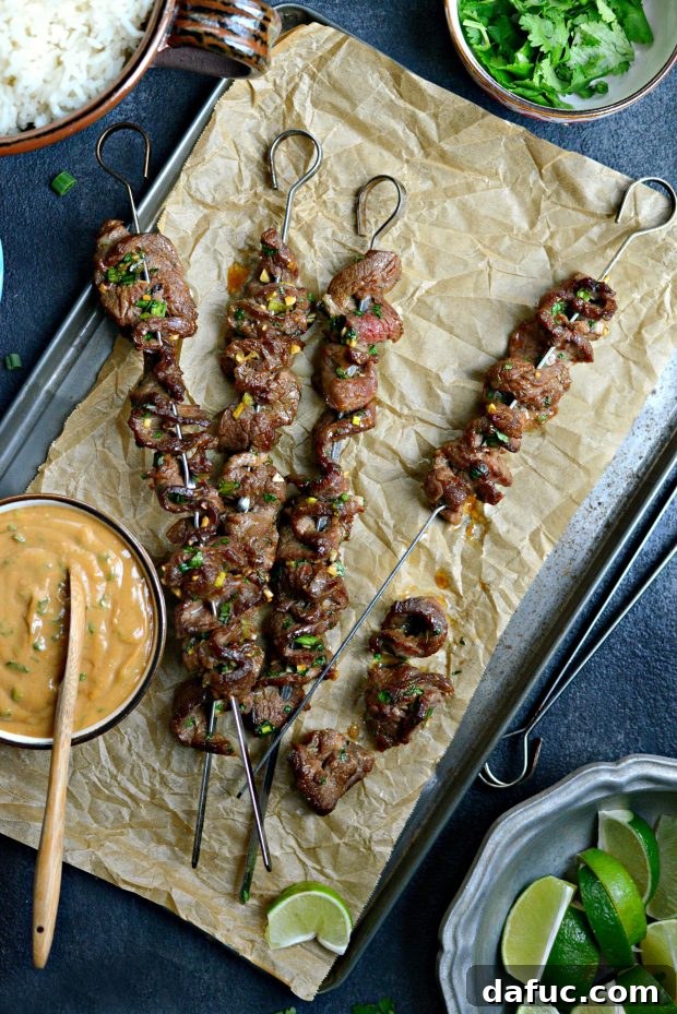 Beef Satay with Spicy Peanut Sauce, an Asian-inspired dinner idea