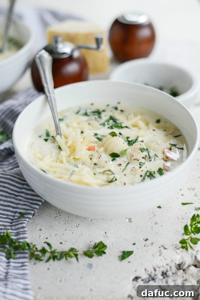 Ingredients for Creamy Chicken Gnocchi Soup laid out