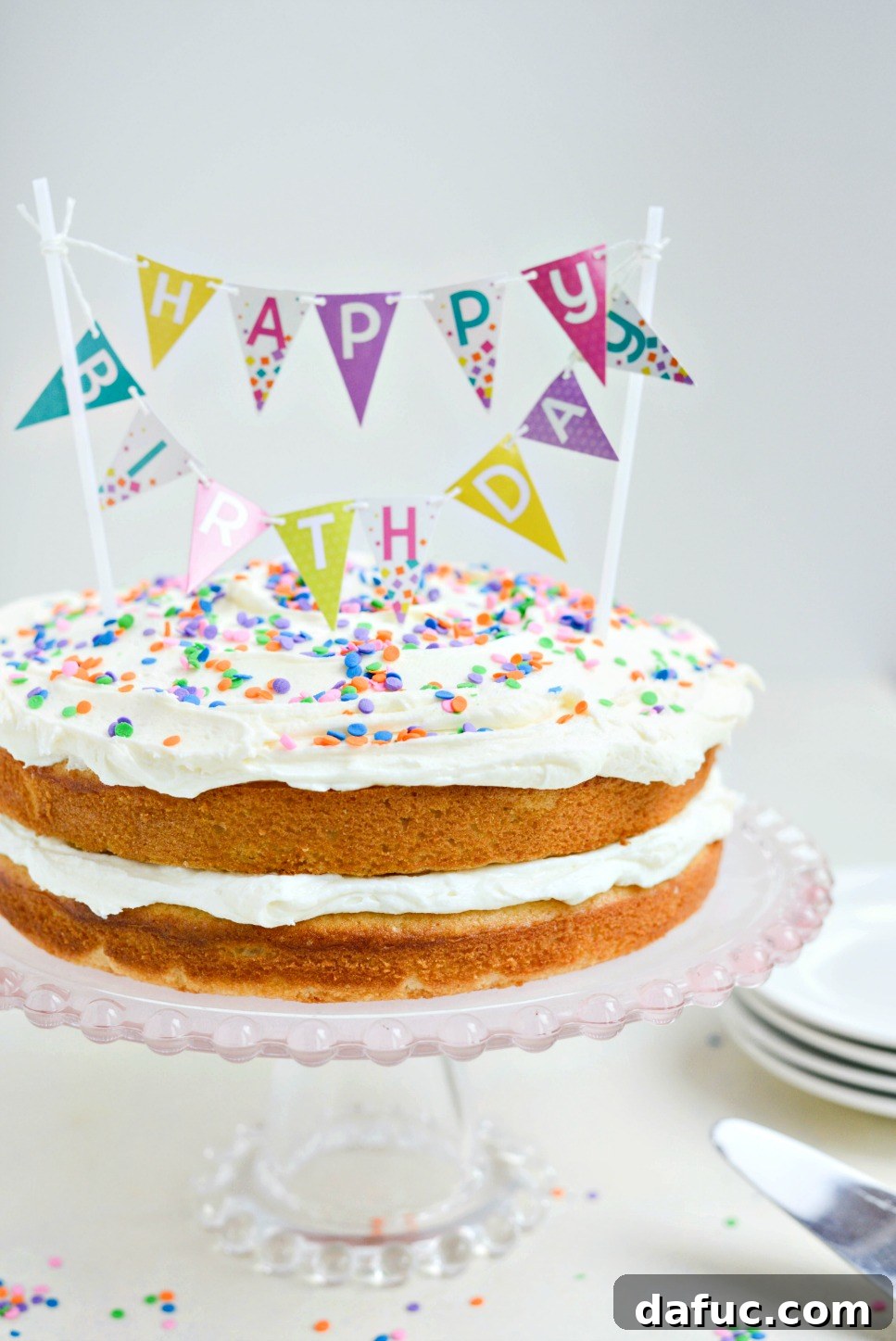 Easy Homemade White Cake with White Buttercream Frosting