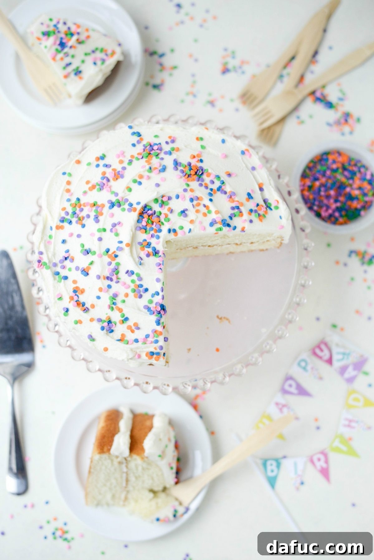 Easy Homemade White Cake with White Buttercream Frosting