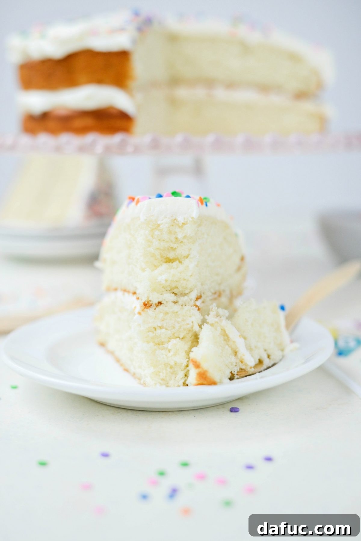Easy Homemade White Cake with White Buttercream Frosting