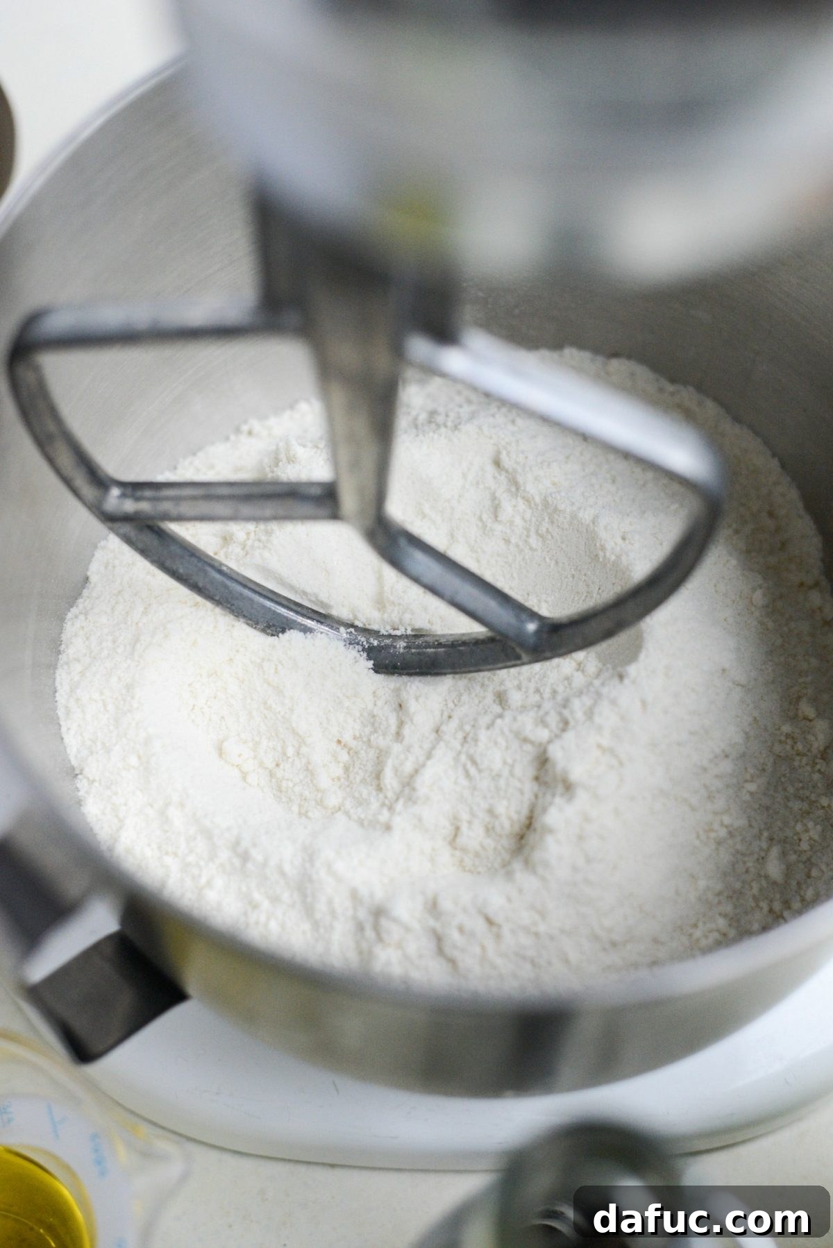 Add dry ingredients to your stand mixer