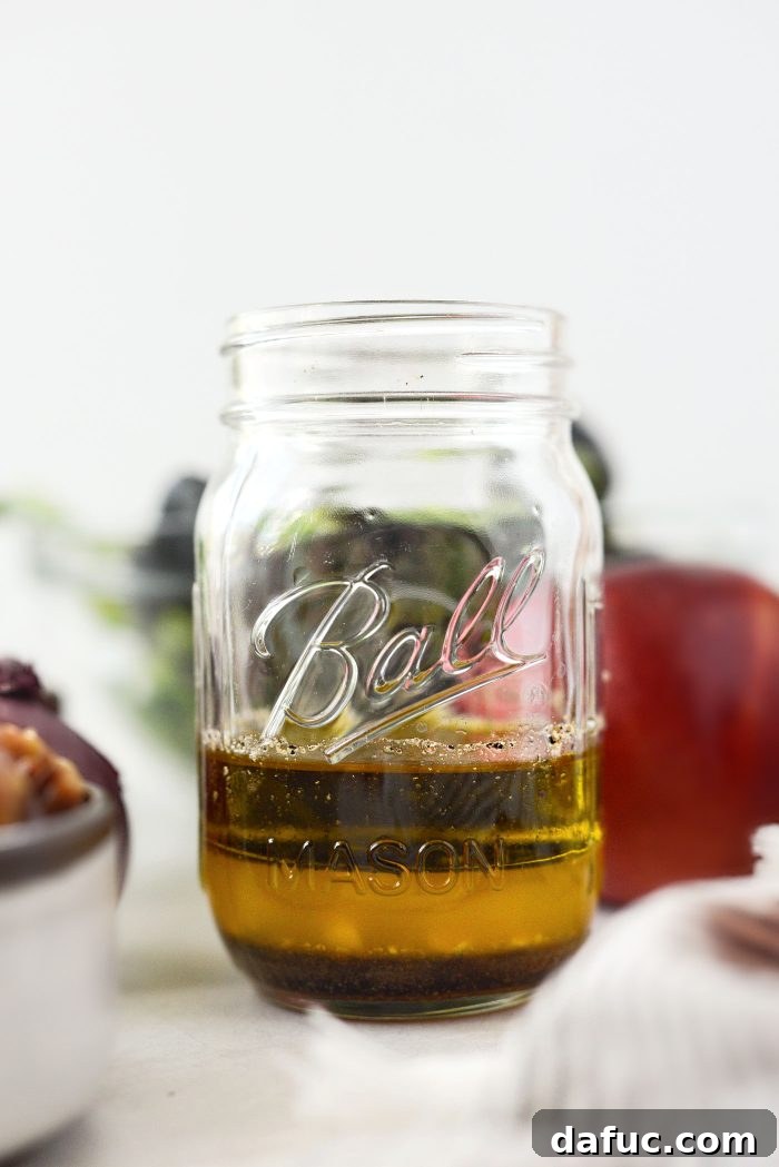 Michigan Cherry Orchard Salad 5 Homemade maple cider dressing in a glass jar