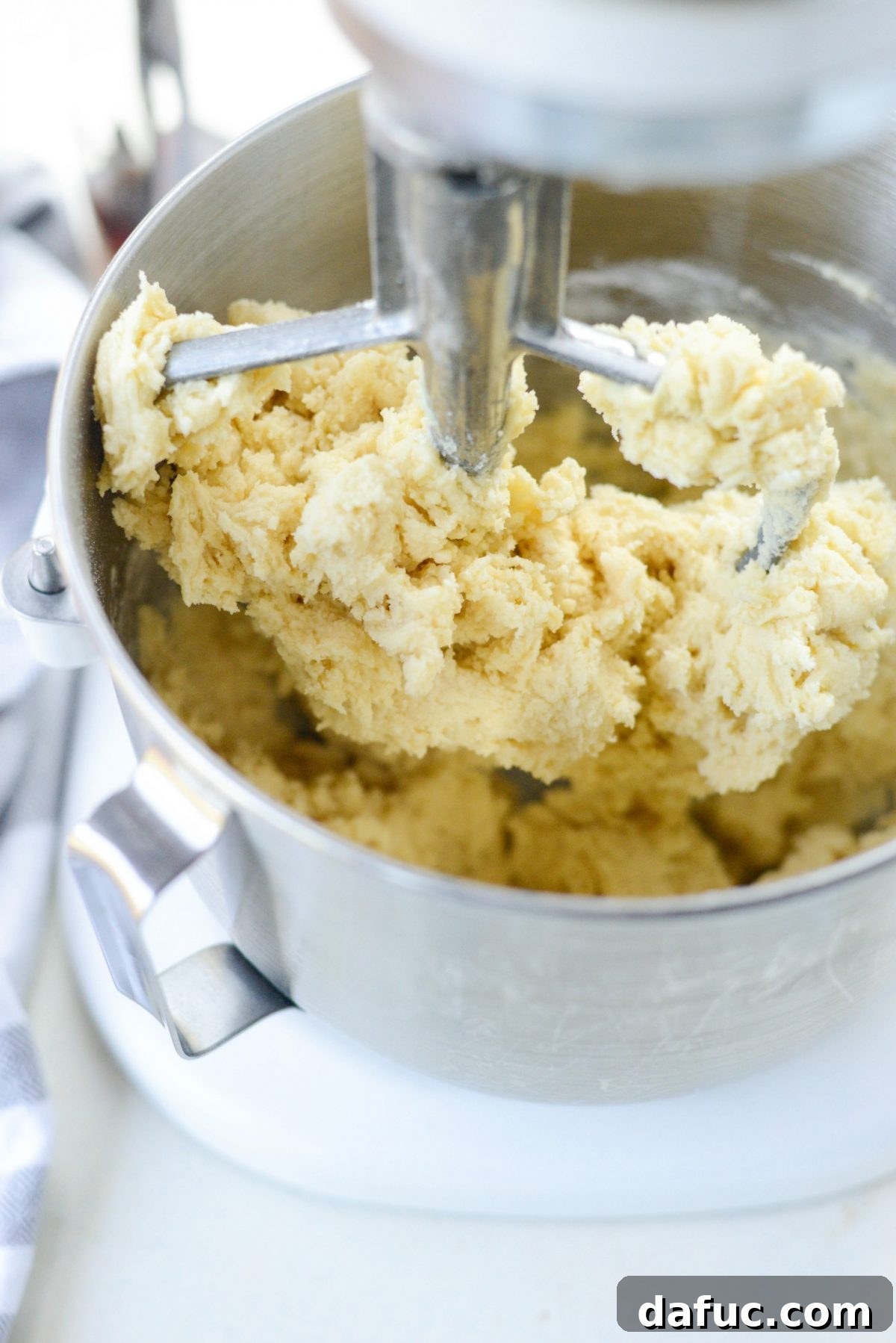 Golden Cinnamon Sugar Delights 11 Close-up of the prepared Snickerdoodle cookie dough in a stand mixer bowl.