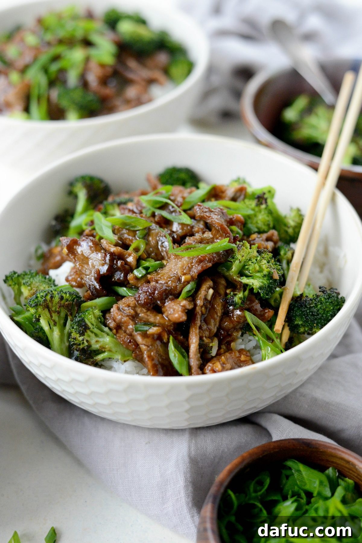 Speedy Sesame Mongolian Beef 16 Close-up of Weeknight Mongolian Beef Stir-fry garnished with green onions