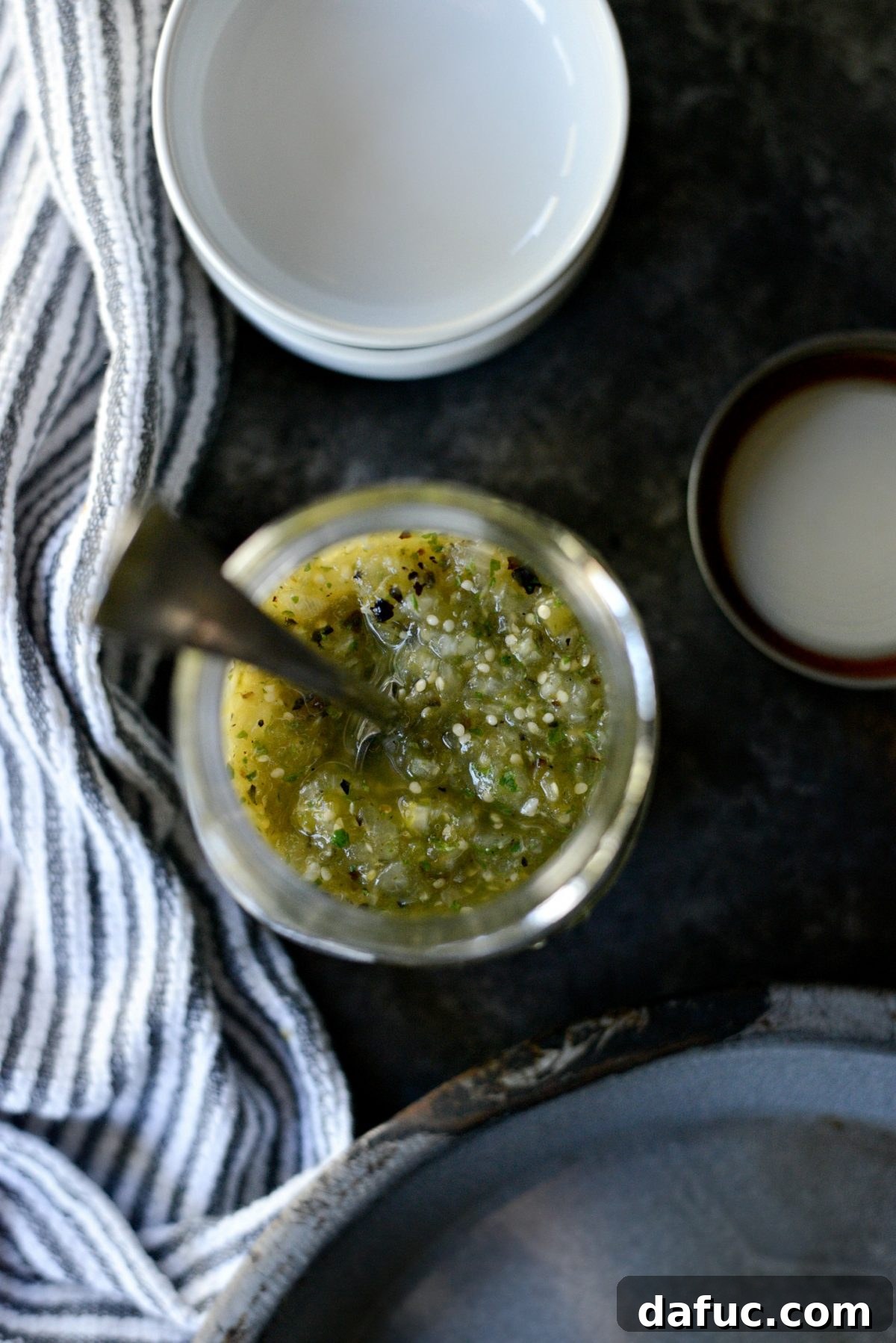 Effortless Zingy Tomatillo Salsa Verde 12 Bowl of freshly made Easy Salsa Verde with tortilla chips