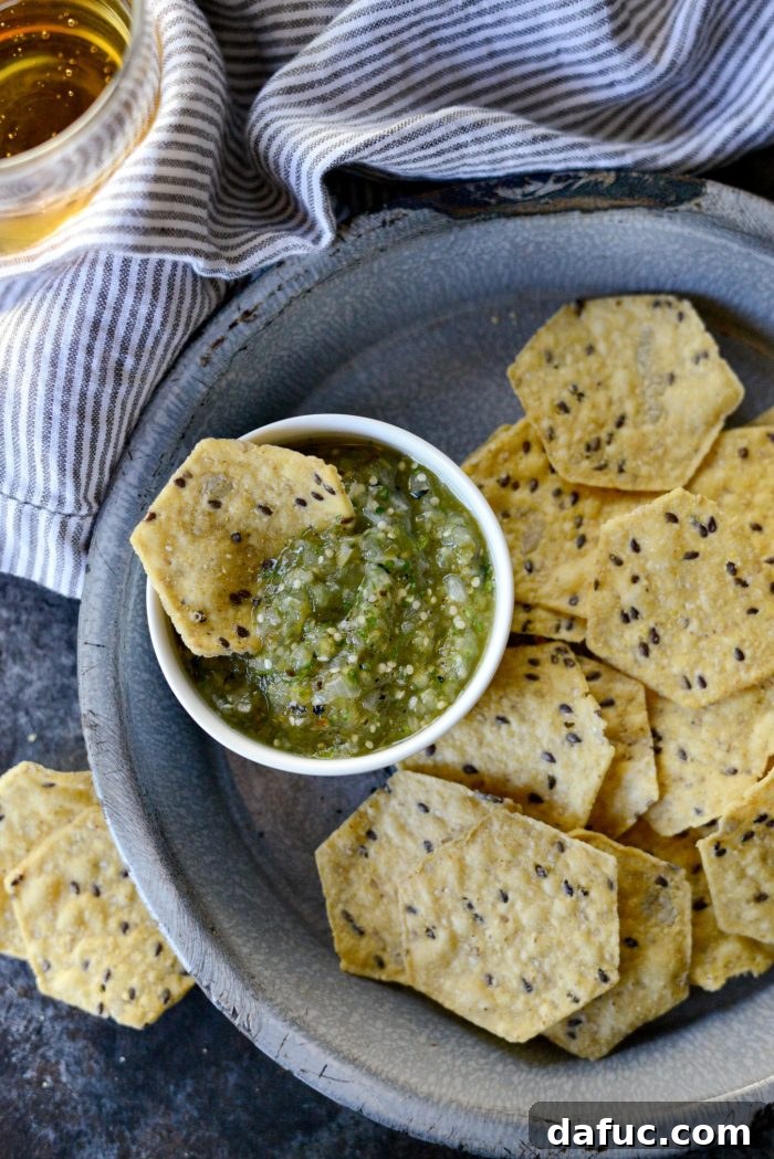 Effortless Zingy Tomatillo Salsa Verde 3 Close-up of freshly made Easy Salsa Verde in a bowl