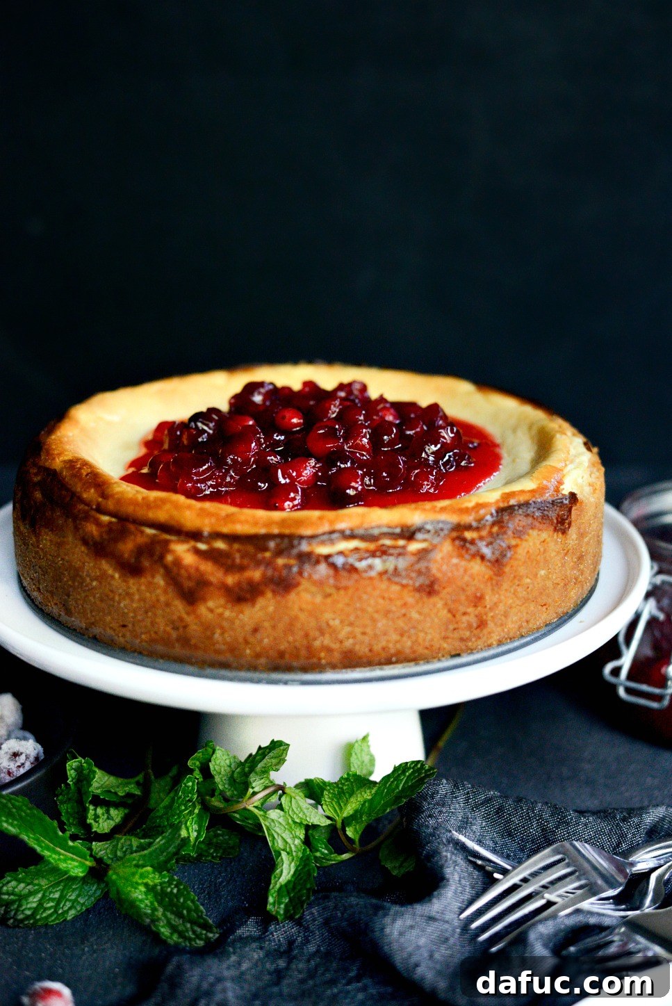 Tangy Goat Cheese Cheesecake with Tahini-Kissed Shortbread Base 18 Stunning Goat Cheese Cheesecake with Tahini Shortbread Crust, generously topped with a rich cranberry vanilla sauce