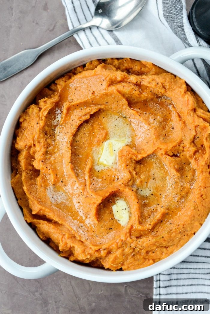 Silky Maple Sweet Potato Mash 2 Roasted Maple Sweet Potato Mash, a creamy and delicious Thanksgiving side