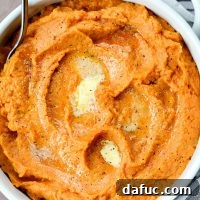 Delicious Roasted Maple Sweet Potato Mash, a perfect side dish