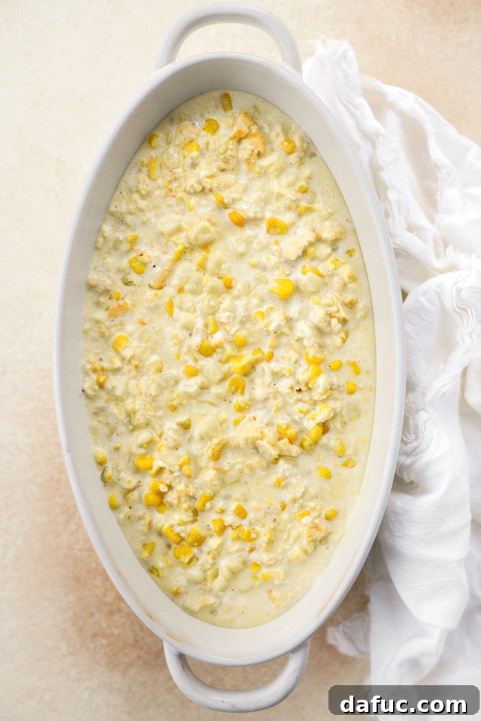 Pour mixture into prepared dish - Ready for Baking
