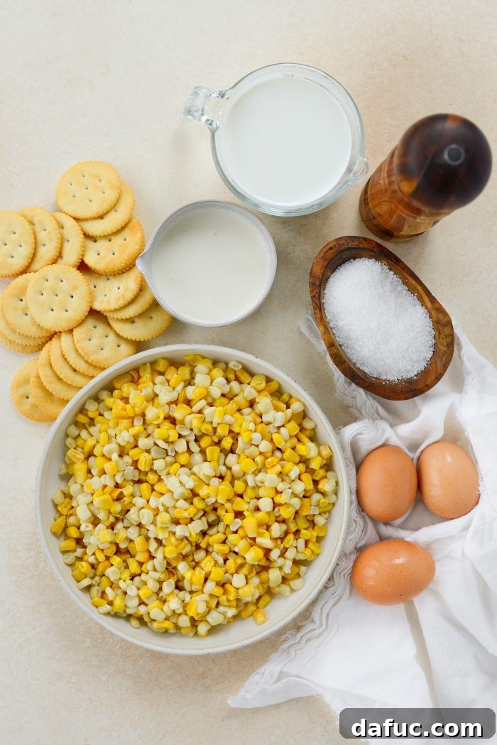 Ingredients for Scalloped Corn Casserole - Fresh and Creamy