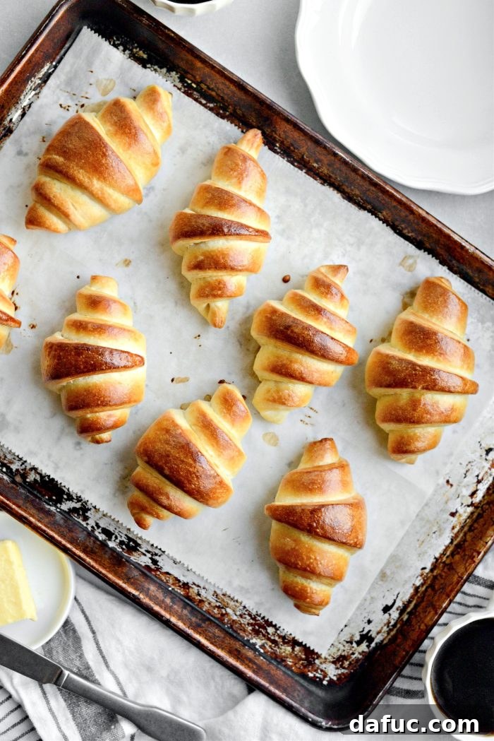 Effortless Homemade Croissant Perfection 29 Finished Easy Homemade Croissants, beautifully golden