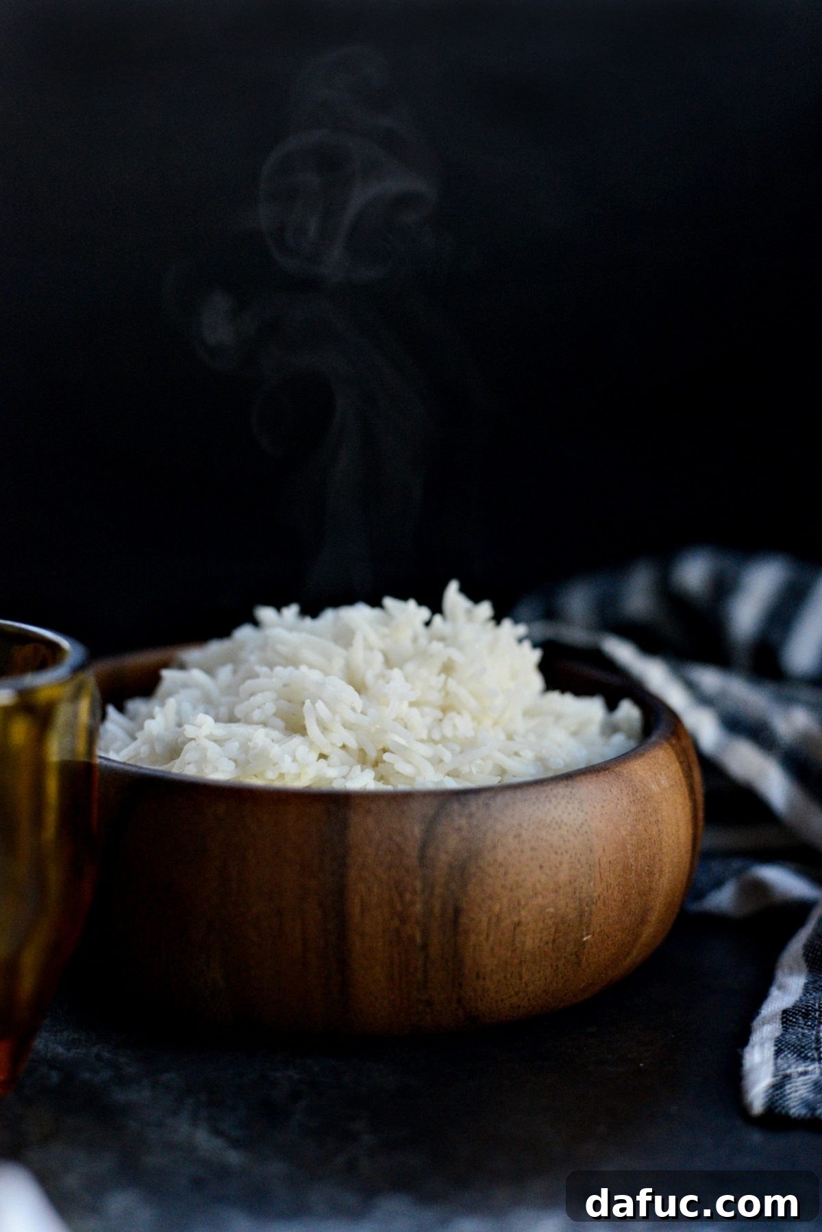 A bowl of fragrant basmati rice, a perfect side for tandoori chicken.