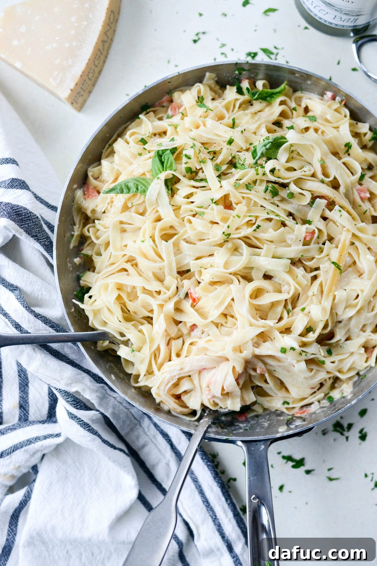 Another enticing shot of Christmas Fettuccine, highlighting its texture and inviting appeal.