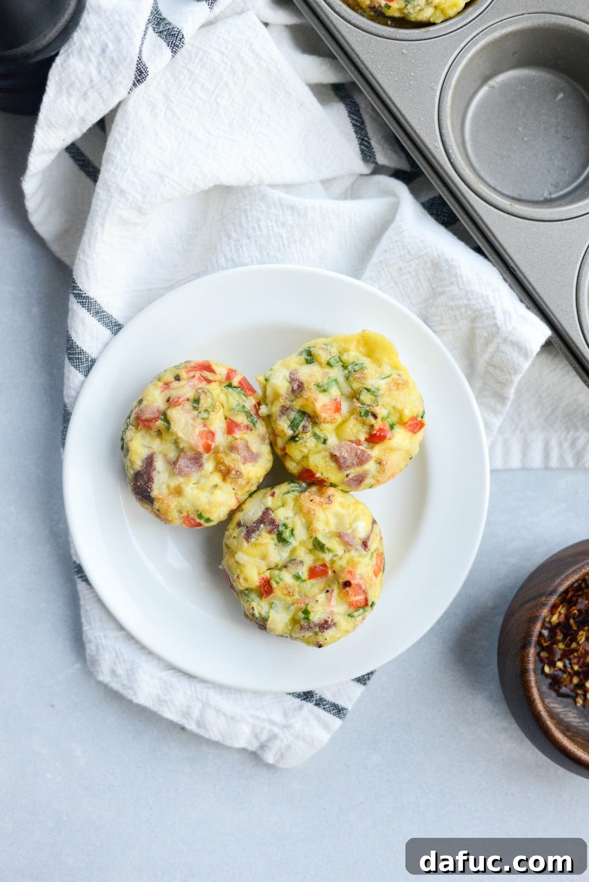Plated Mini Western Omelet Frittatas ready to eat