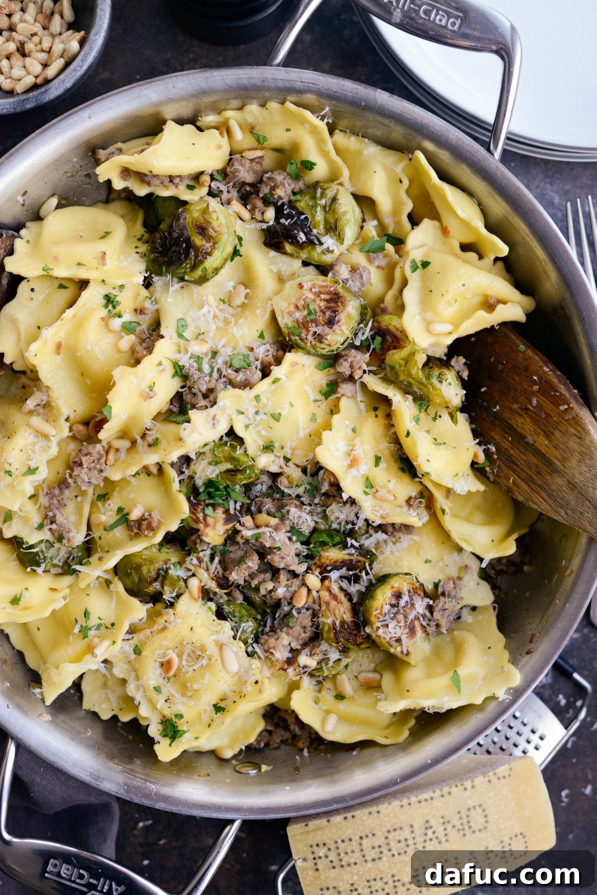 Hearty Italian Sausage Brussels Sprout Ravioli 13 Plated Italian Sausage Brussels Sprout Ravioli