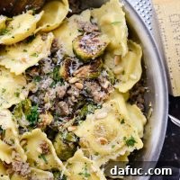 Italian Sausage Brussels Sprout Ravioli dish