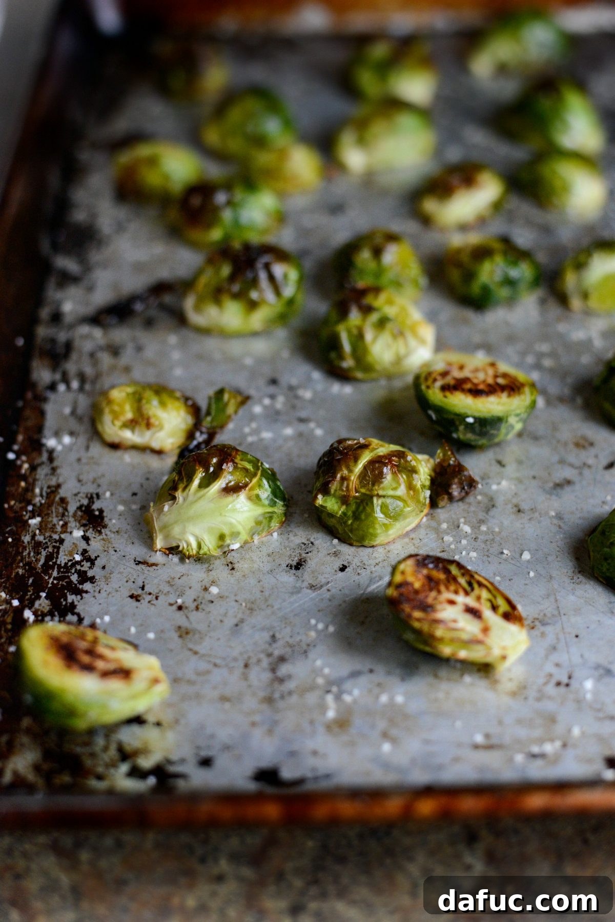 Hearty Italian Sausage Brussels Sprout Ravioli 5 Close-up of roasted Brussels sprouts