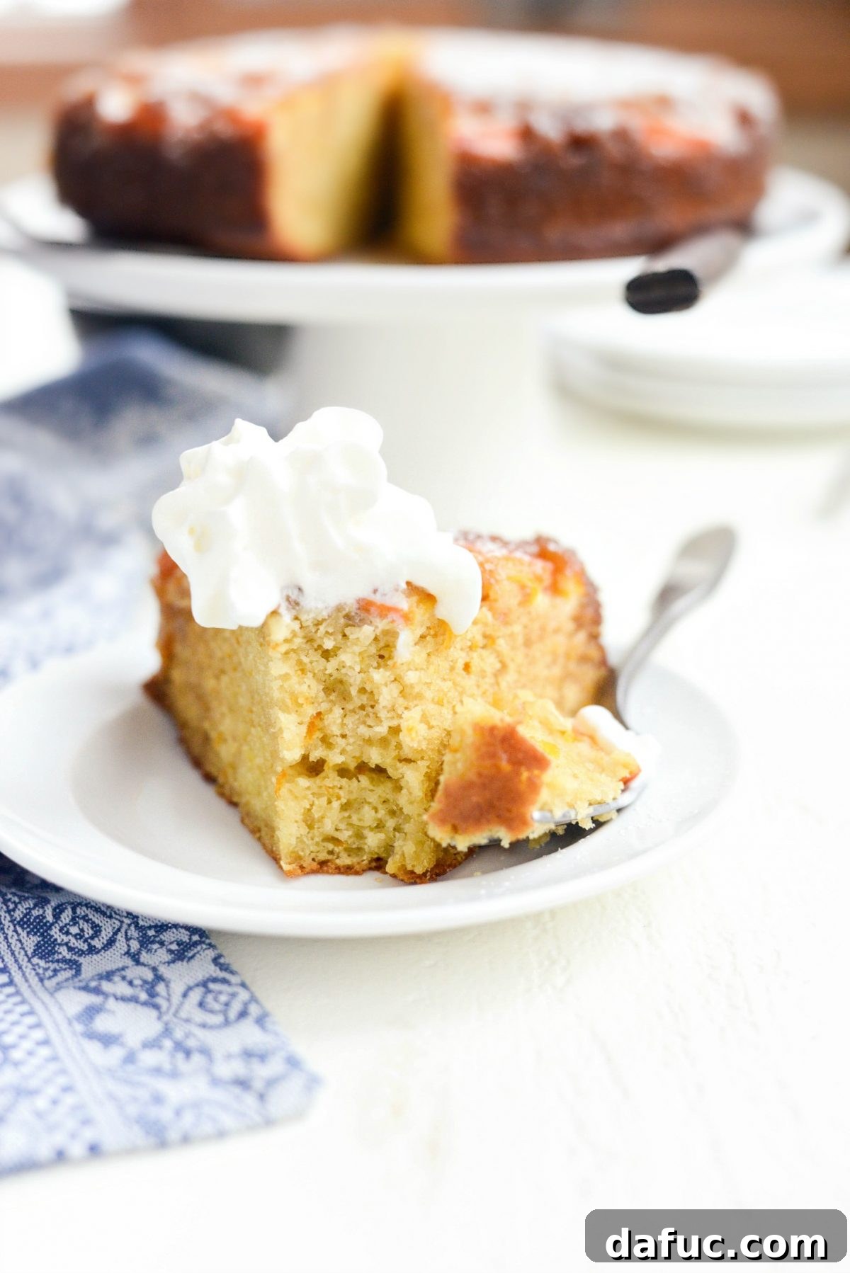 Golden Clementine Bliss Cake 20 A perfect slice of Clementine Cake on a plate, showing the caramelized clementine top