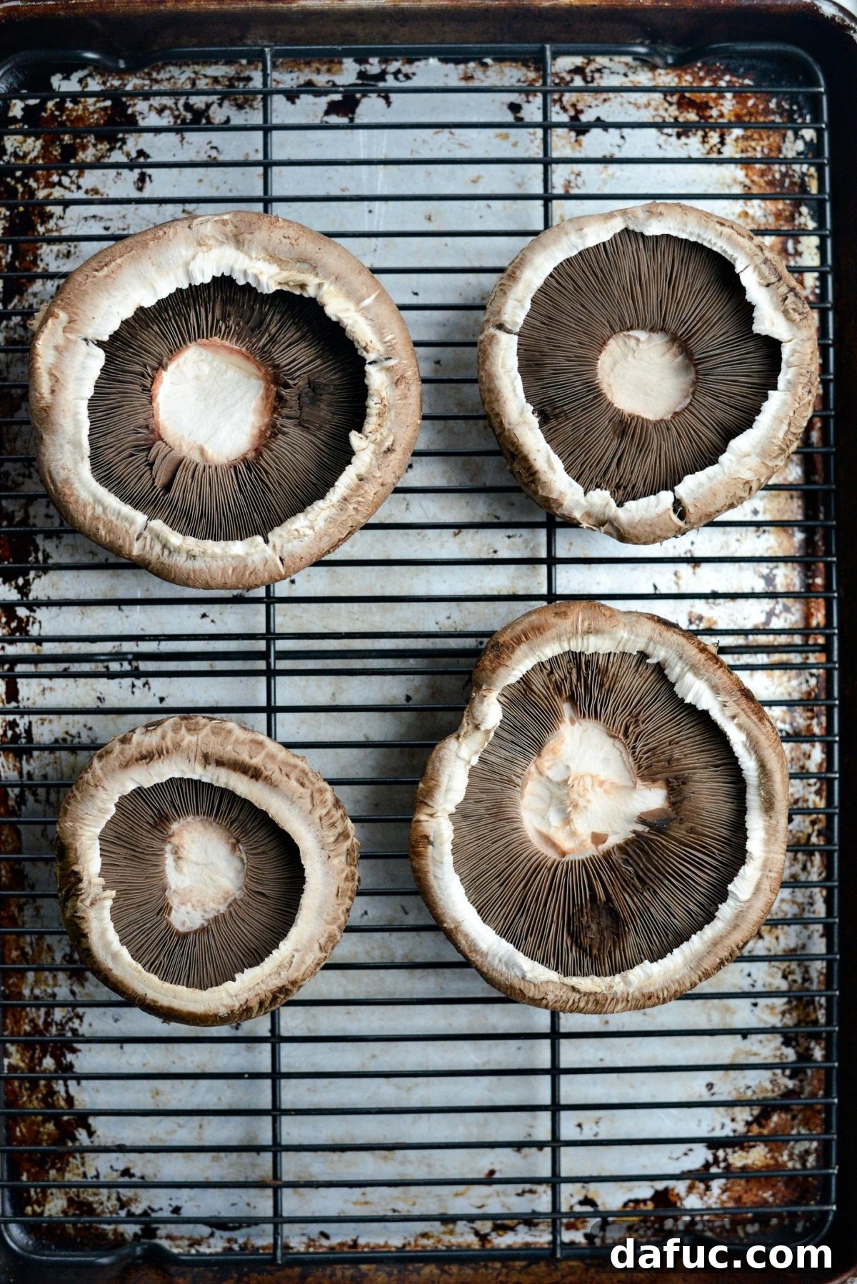 Caprese Stuffed Roasted Portobello Caps 5 Cleaned and de-stemmed portobello mushroom caps ready for seasoning