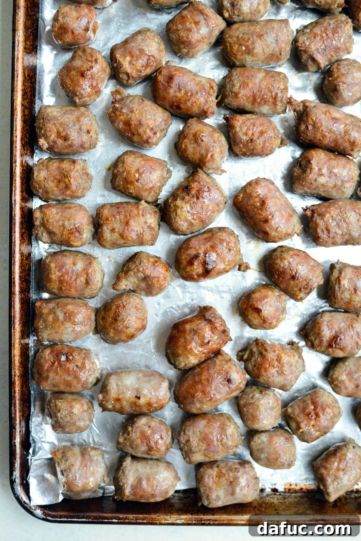 Broiled and browned sausage bites