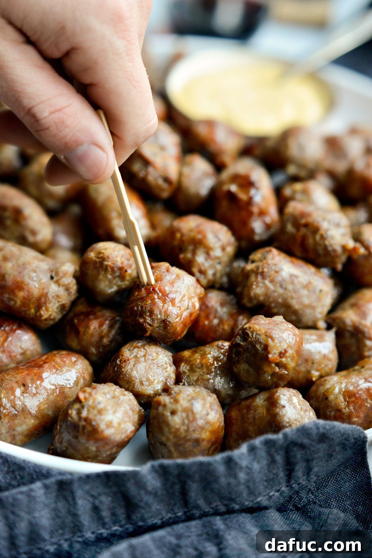 Chardonnay Italian Sausage Bites served with toothpicks