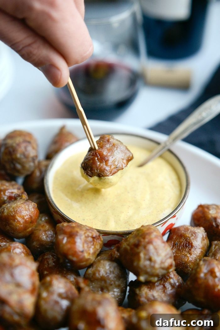 Close-up of Chardonnay Italian Sausage Bites