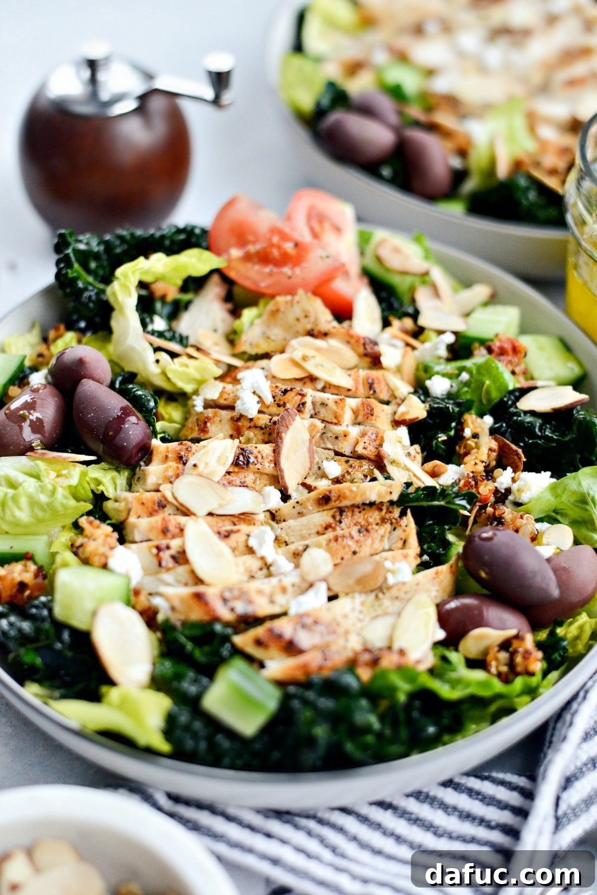 Close-up of Modern Greek Kale Salad