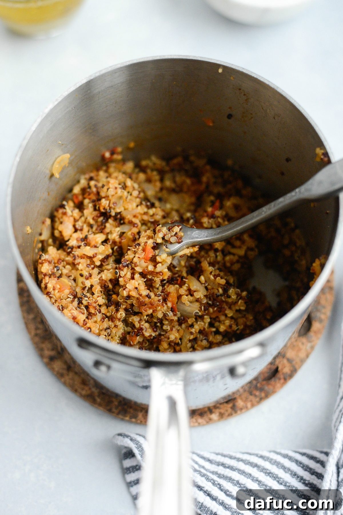 Fluffed quinoa after cooking