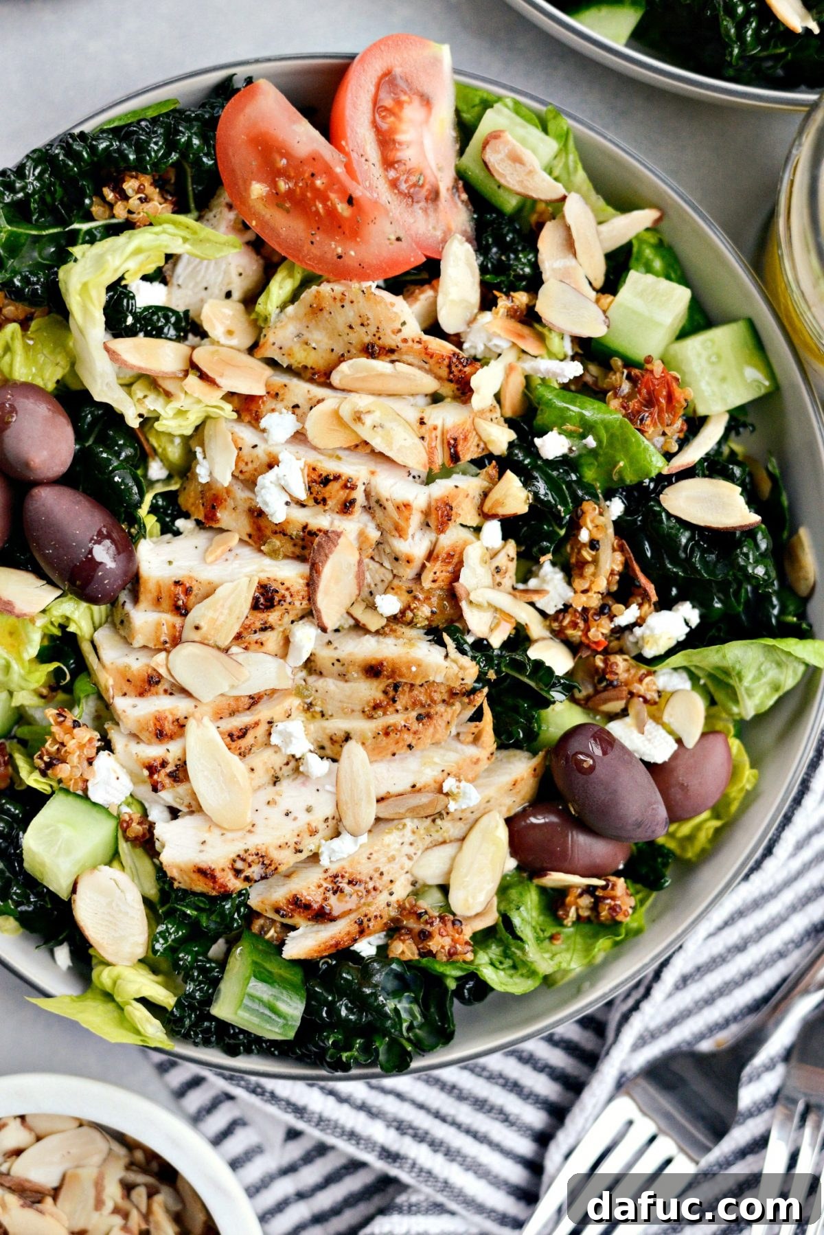 Fully assembled Modern Greek Kale Salad