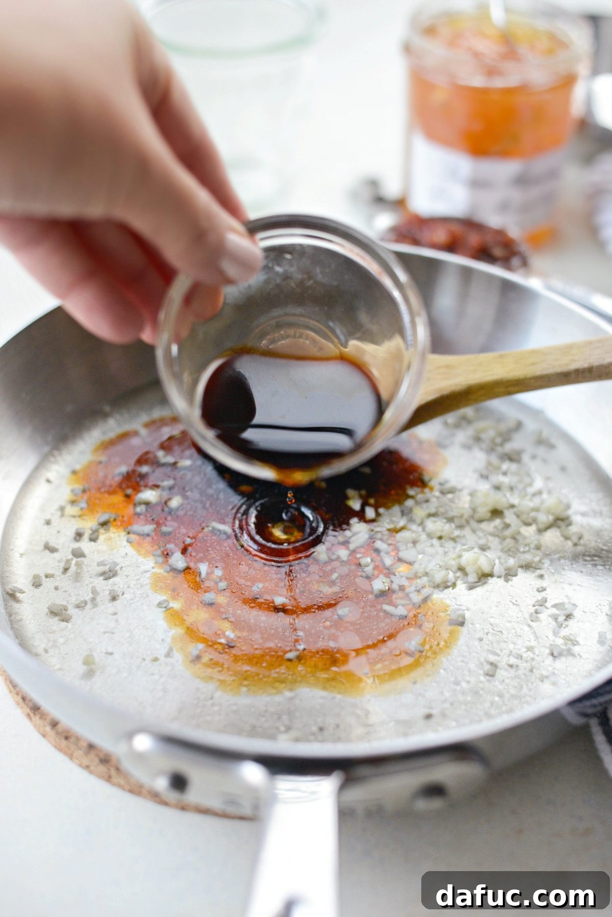 saute garlic and add vinegar