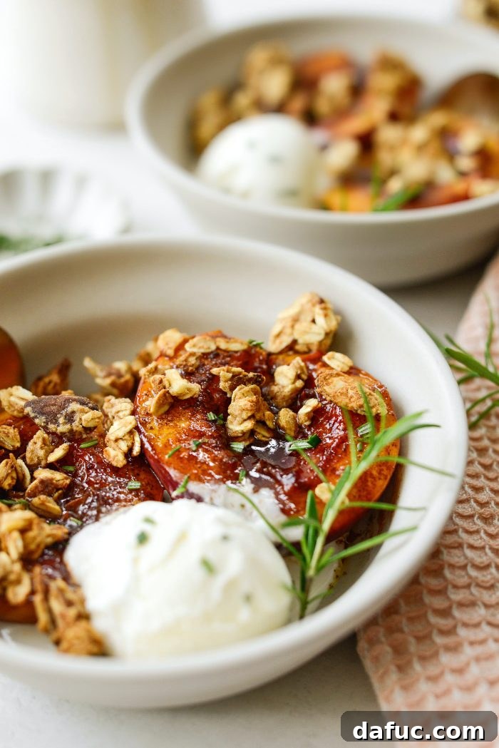 Warm Vanilla Cardamom Nectarine Bake 3 Baked Vanilla Cardamom Nectarines with crunchy granola
