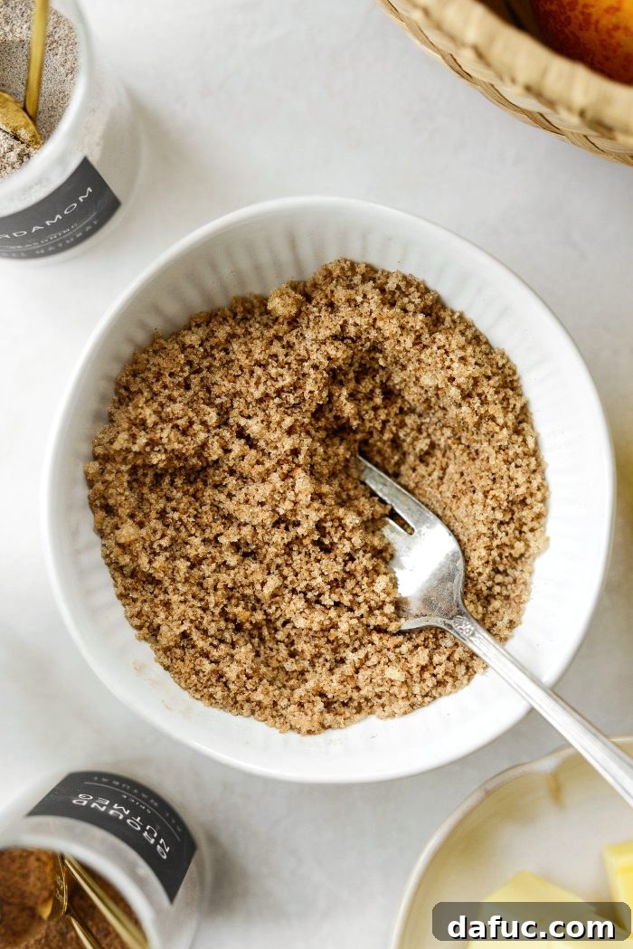 Warm Vanilla Cardamom Nectarine Bake 7 Bowl of spiced brown sugar mixture