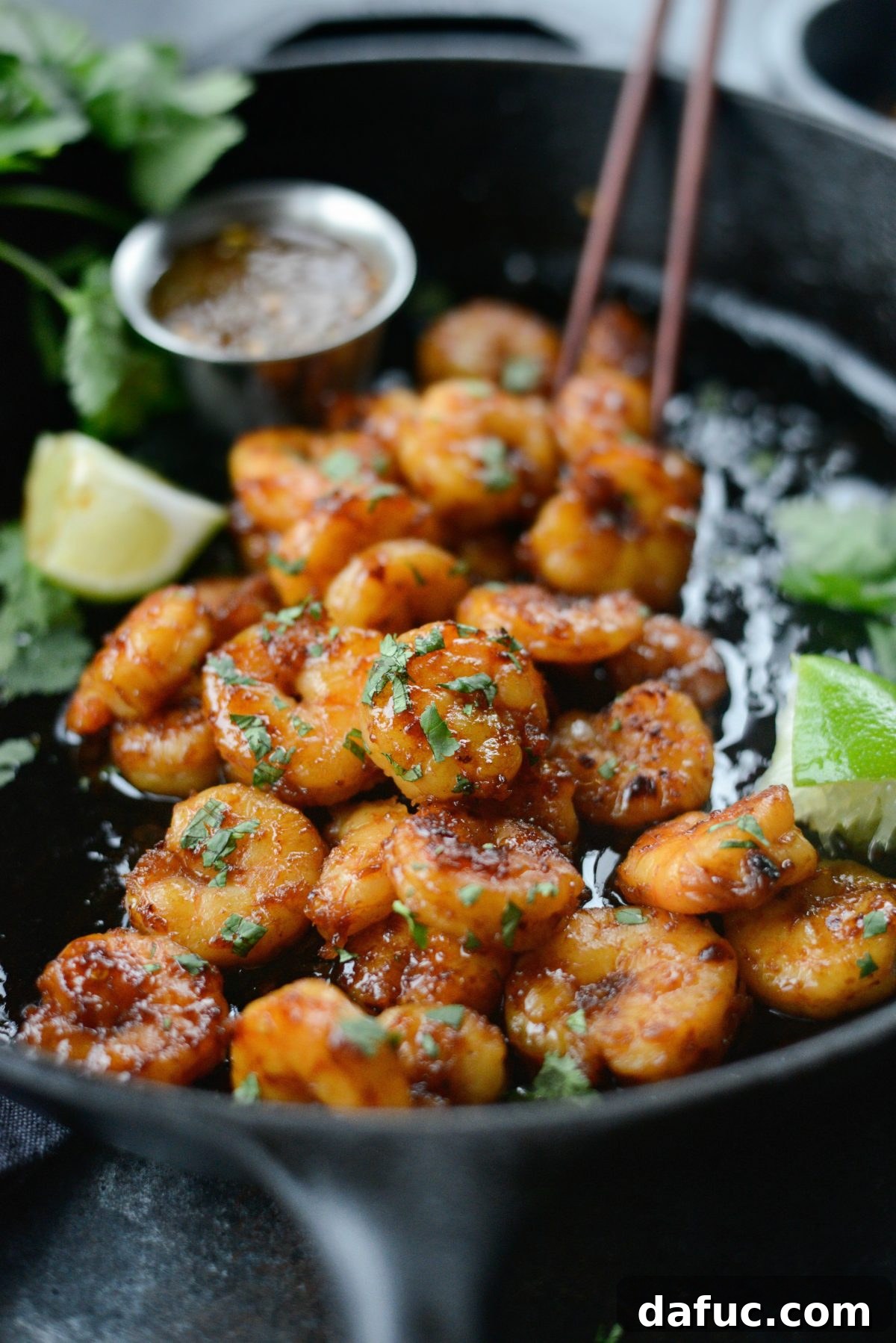 Glazed Hot Honey Garlic Shrimp served in a bowl, ready to eat
