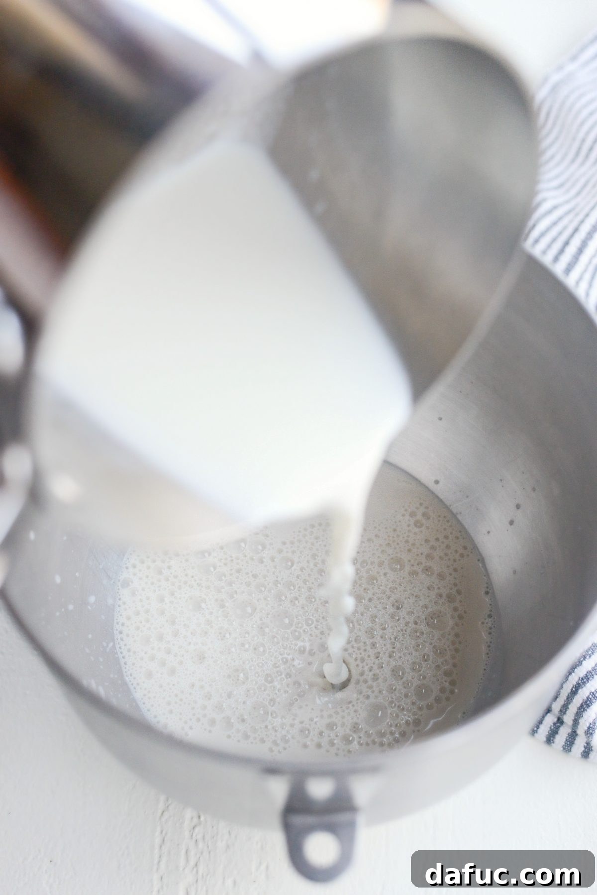 add milk to mixing bowl