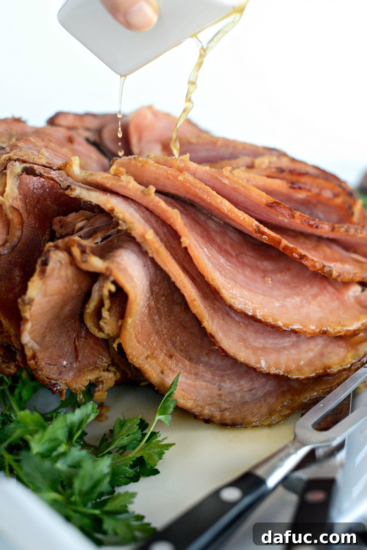 pour glaze over ham