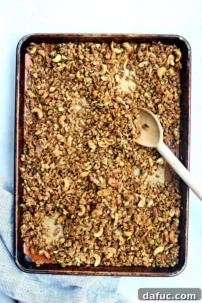 Closeup of Tahini Nut and Seed Granola in a jar