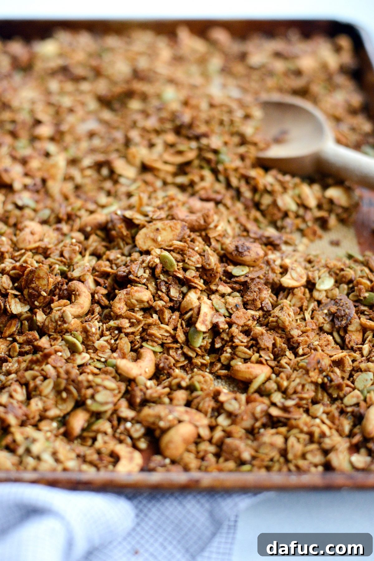 Closeup of Tahini Nut and Seed Granola in a bowl