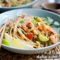 Drunken Noodles with Shrimp and Zucchini recipe image