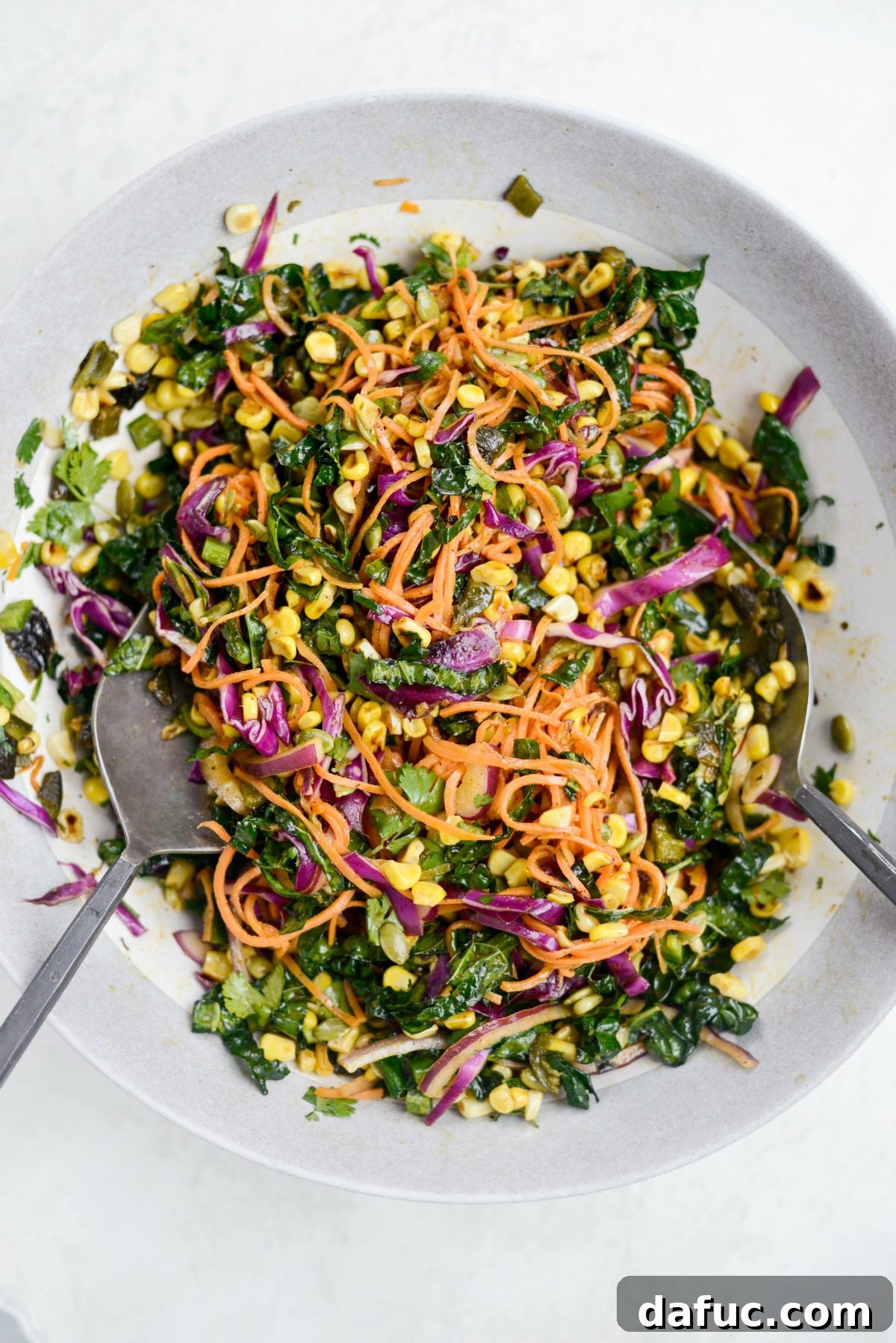 Southwest Sweet Potato Noodle Fiesta with Poblano Corn 17 Close-up of the finished Mexicali Sweet Potato Noodle Salad, showcasing its vibrant colors