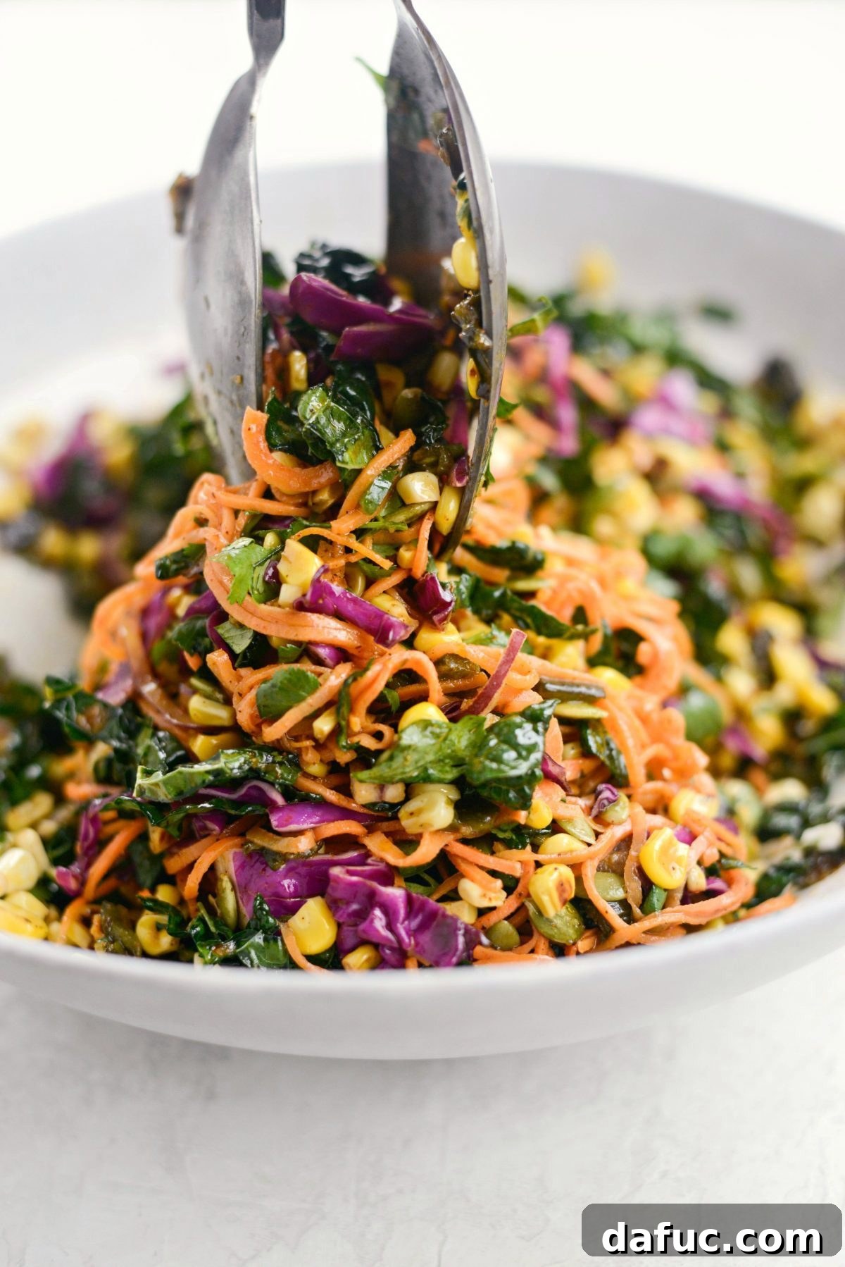 Southwest Sweet Potato Noodle Fiesta with Poblano Corn 18 Large bowl of Mexicali Sweet Potato Noodle Salad ready to be served