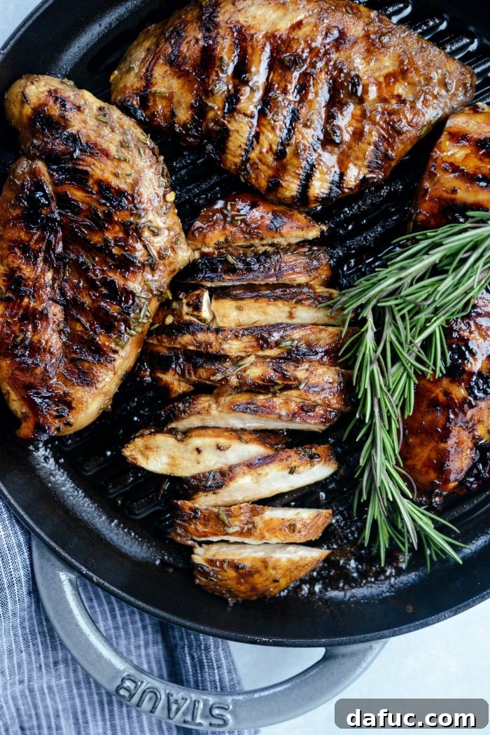 Close-up of Cooked Balsamic Rosemary Grilled Chicken