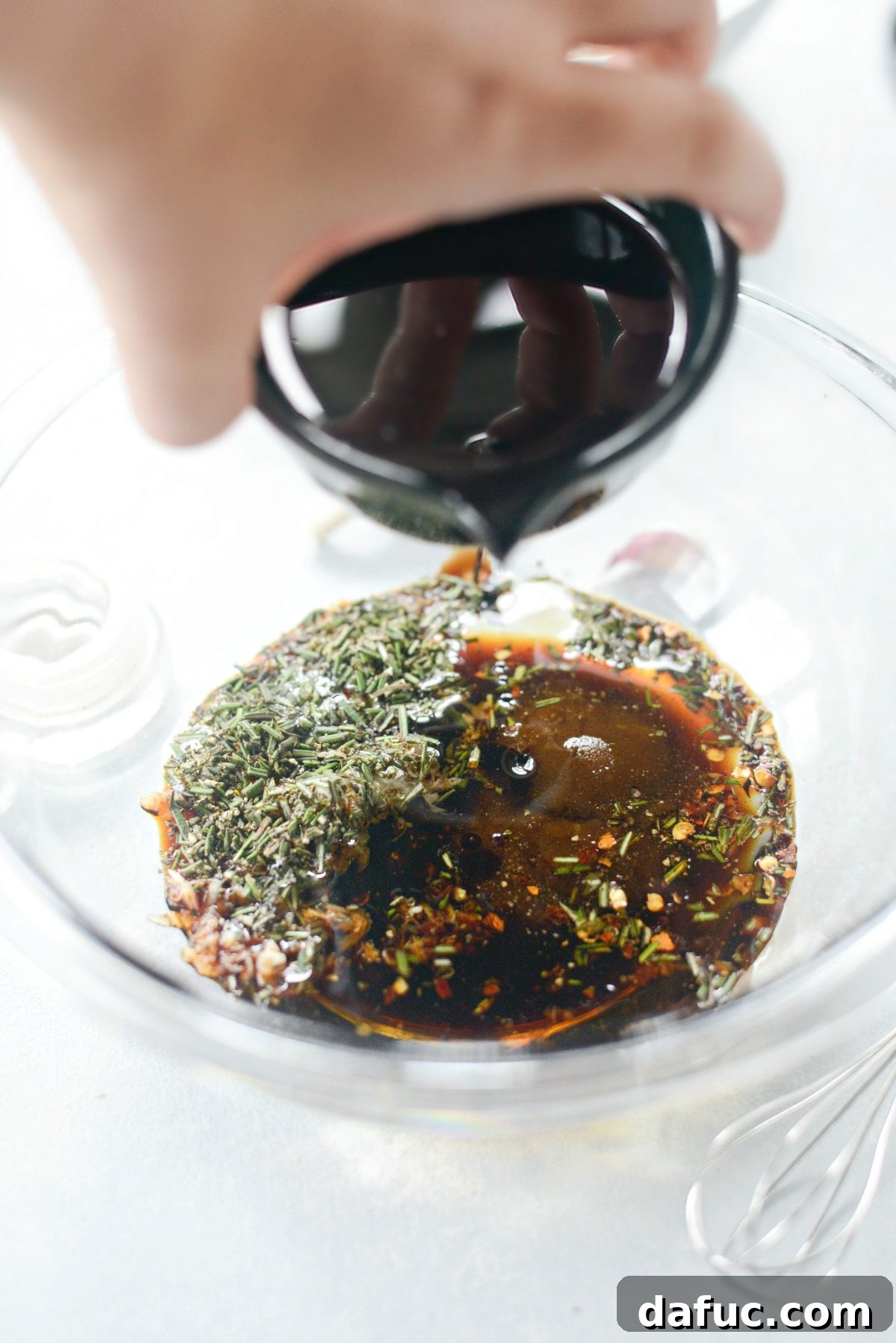 Adding Balsamic Vinegar and Tamari to Marinade
