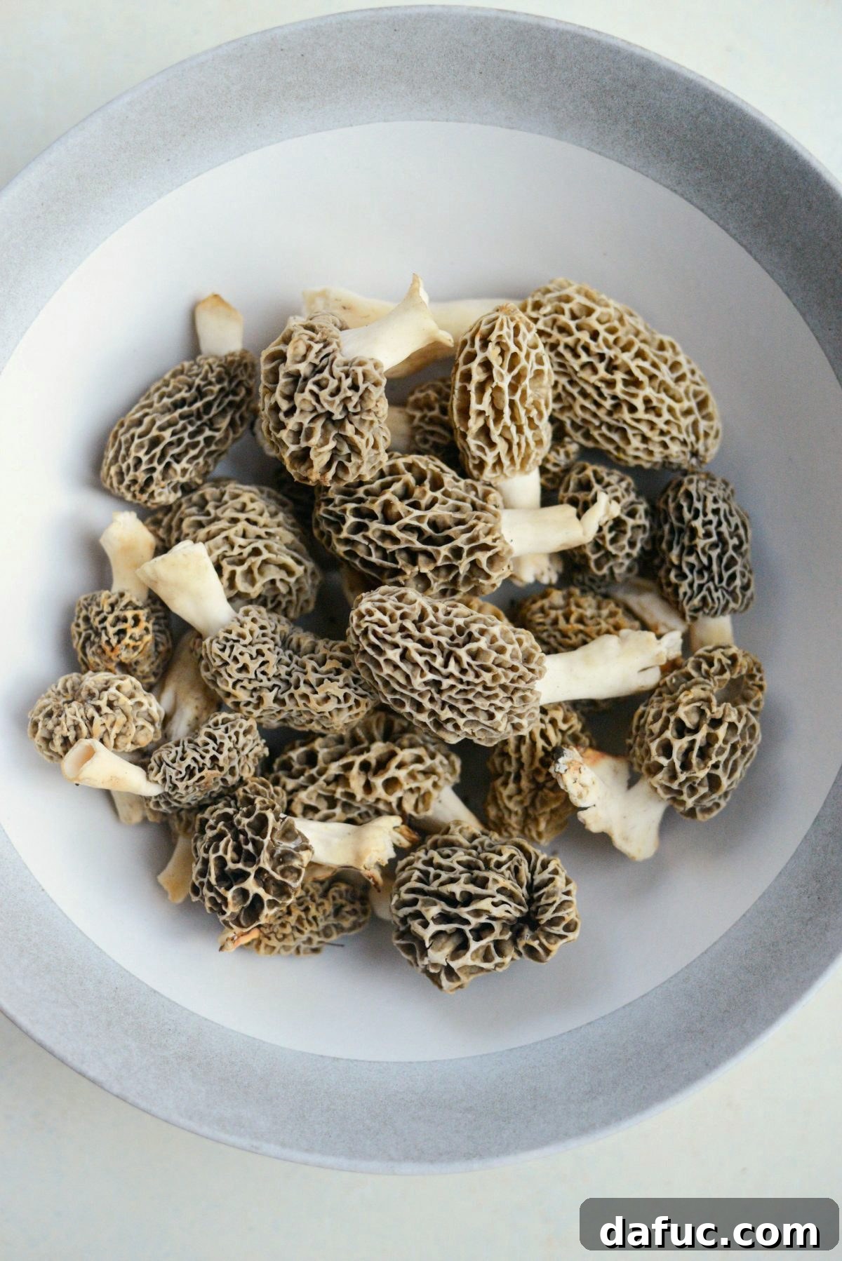 Spring's Wild Morel Sauté 4 Close-up of morel mushrooms ready for cleaning
