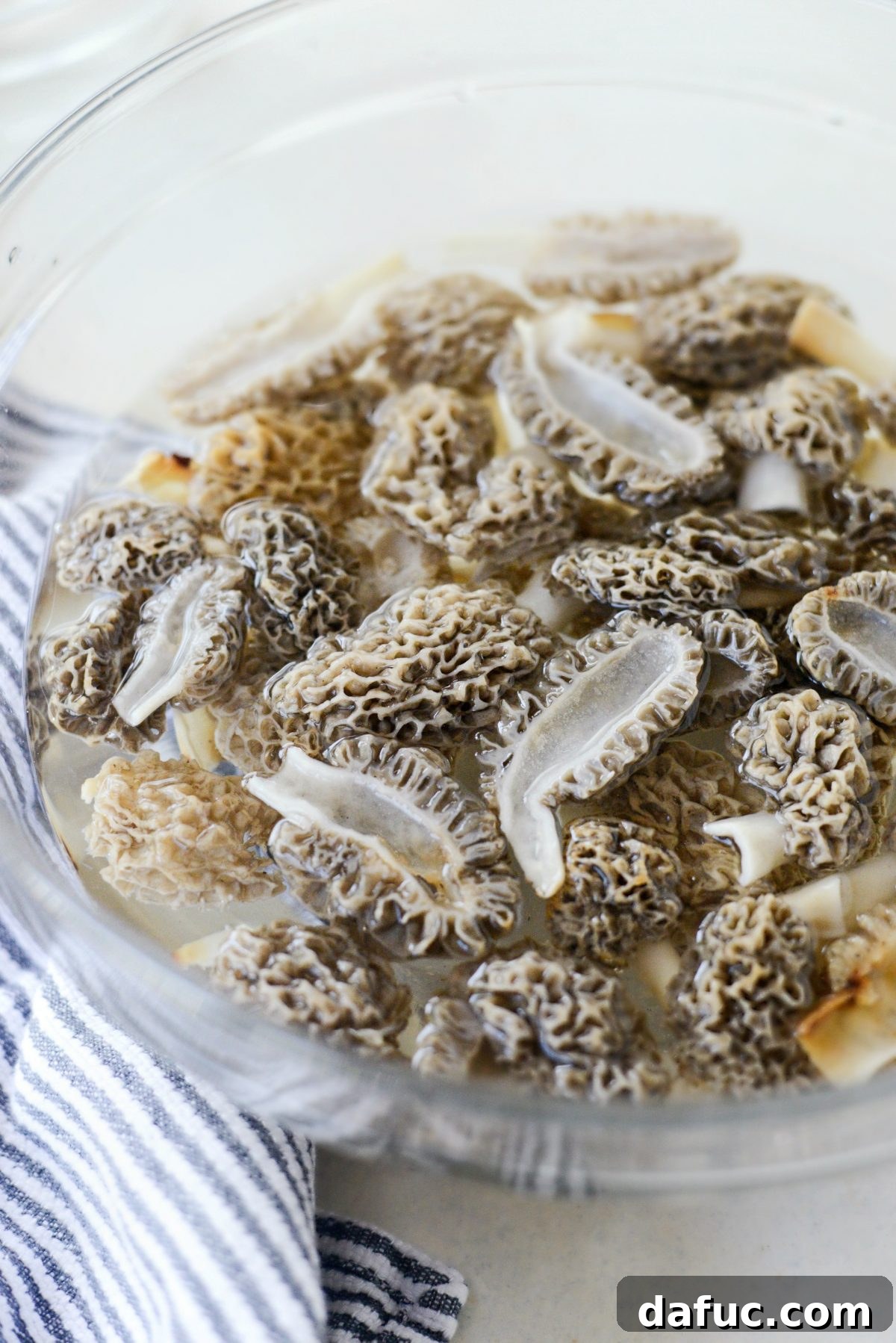 Spring's Wild Morel Sauté 10 Cleaned and halved morel mushrooms ready for cooking
