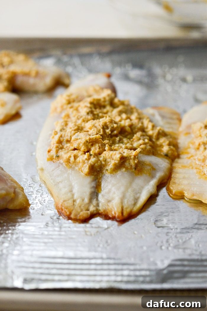 Golden Parmesan Tilapia 10 Flip and top with parmesan butter mixture